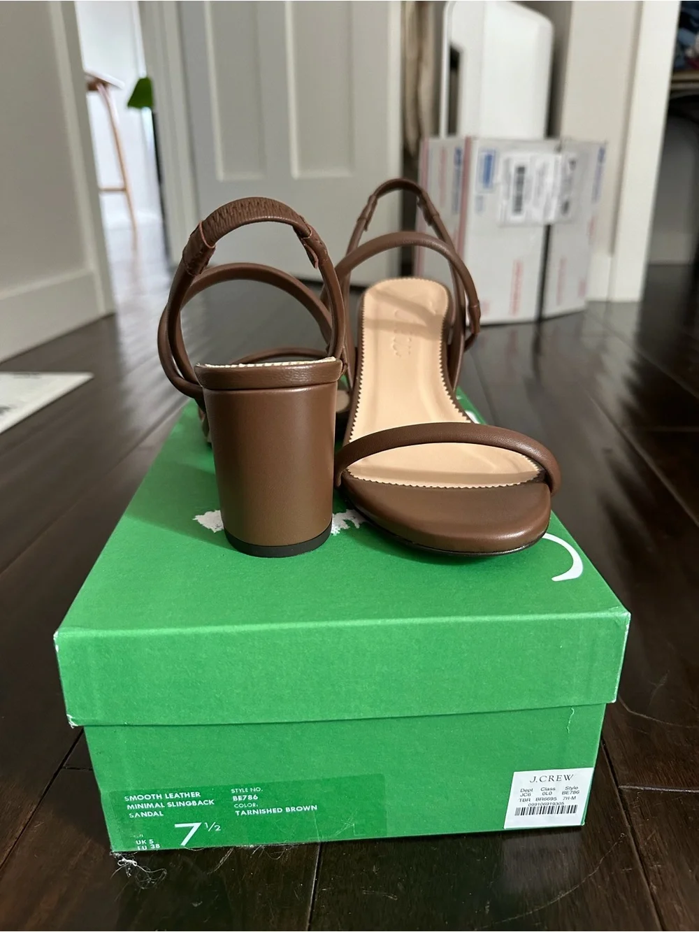 J. Crew Lucie Slingback Brown Leather Strappy Heel Sandals